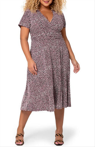 Leota Women's Amiya Pebble Print Midi Dress Black Size 3
