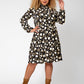 Leota Women's Long Sleeve Olive Boho Tiered Jersey Dress (Curve) Black