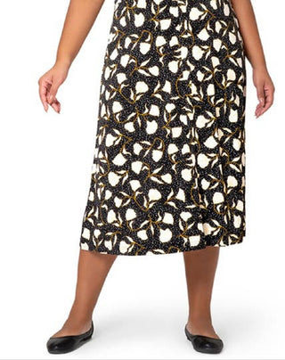 Leota Women's Francesca Floral Dot MIDI Dress Black Size 1X