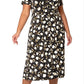 Leota Women's Francesca Floral Dot MIDI Dress Black Size 2X