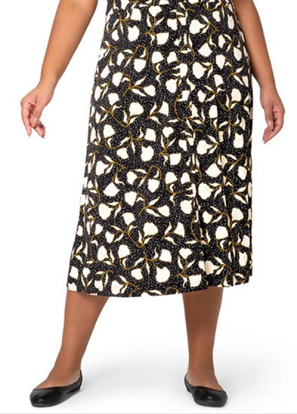 Leota Women's Francesca Floral Dot MIDI Dress Black Size 2X