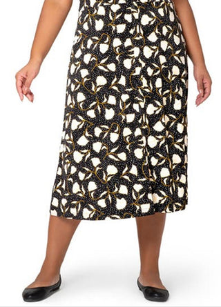 Leota Women's Francesca Floral Dot MIDI Dress Black Size 2X