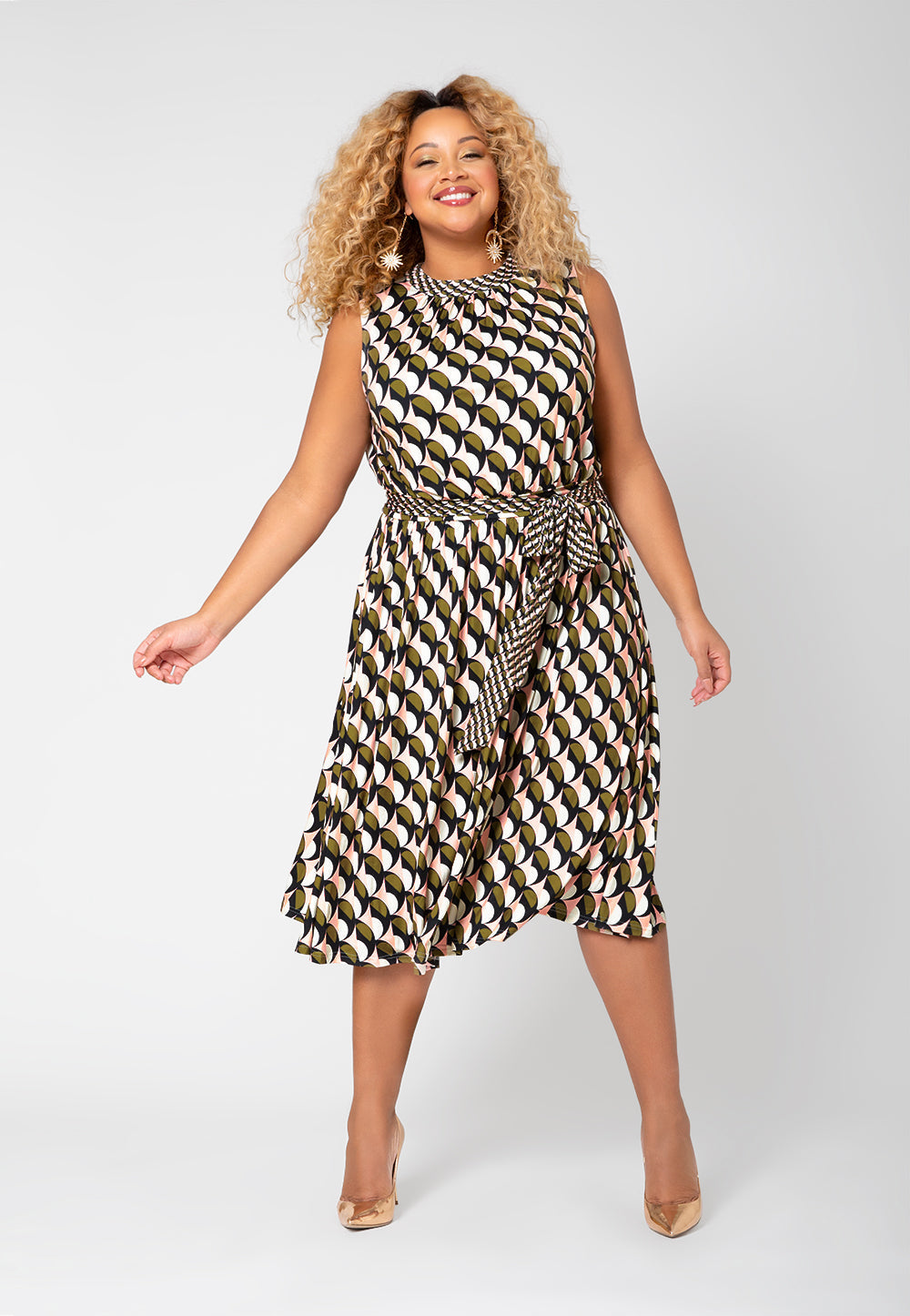 Leota Women's Sleeveless Mindy Midi Dress (Curve) Multi Size 1X