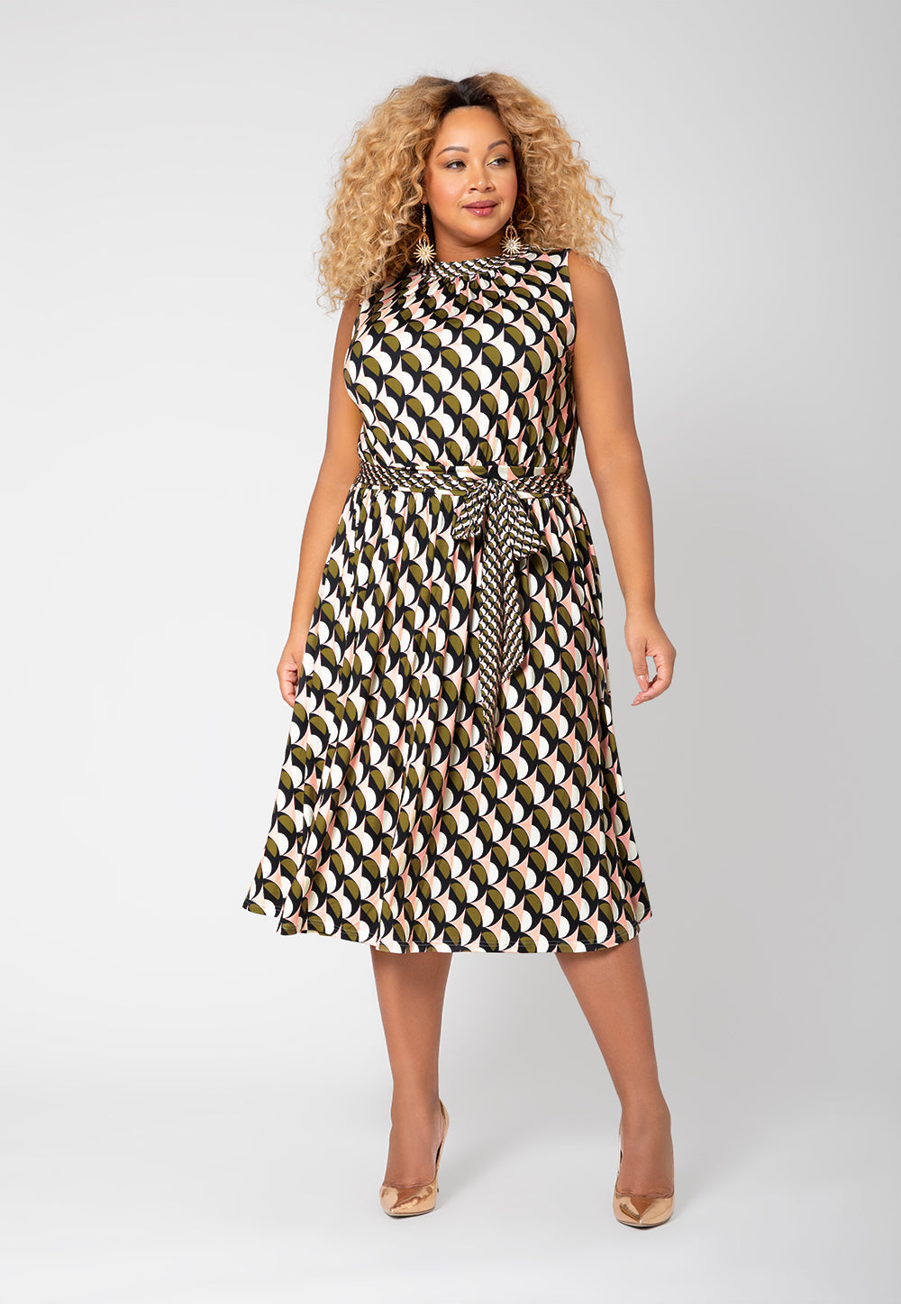 Leota Women's Sleeveless Mindy Midi Dress (Curve) Multi Size 2X
