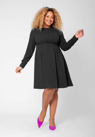 Leota Women's Long Sleeve Lara Fit and Flare Dress (Curve) Black