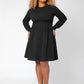 Leota Women's Long Sleeve Lara Fit and Flare Dress (Curve) Black