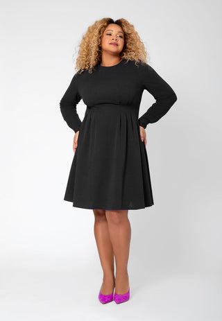 Leota Women's Long Sleeve Lara Fit and Flare Dress (Curve) Black