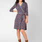 Leota Women's 3/4 Sleeve Perfect Wrap Dress Blue