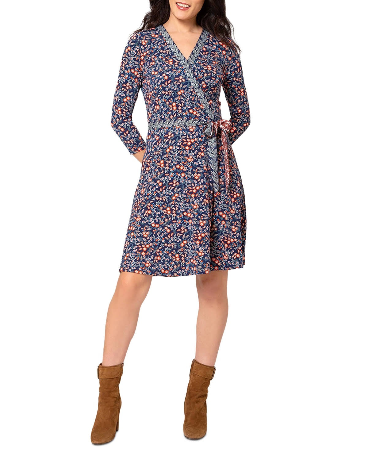 Leota Women's Essential Jersey Faux Wrap Dress Blue Size X-Large
