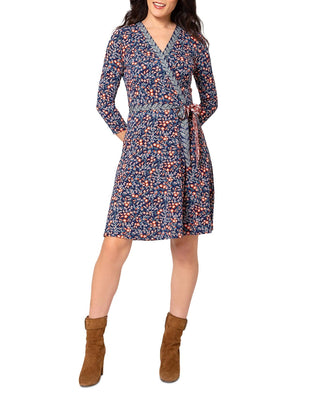 Leota Women's Essential Jersey Faux Wrap Dress Blue Size X-Large