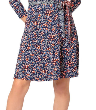 Leota Women's Essential Jersey Faux Wrap Dress Blue Size X-Large