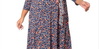 Leota Women's Perfect Faux Wrap Dress Blue Size 3X