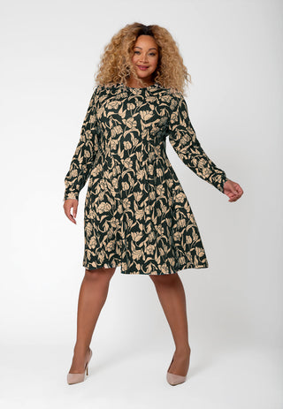 Leota Women's Long Sleeve Lara Fit and Flare Dress (Curve) Black