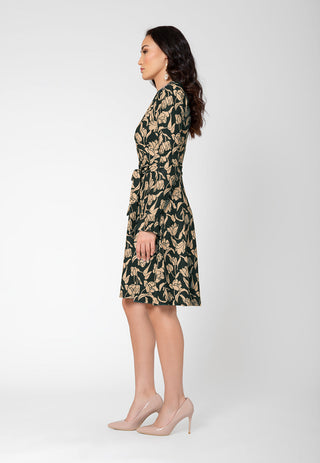 Leota Women's Long Puff Sleeve Rosalia Wrap Dress Black