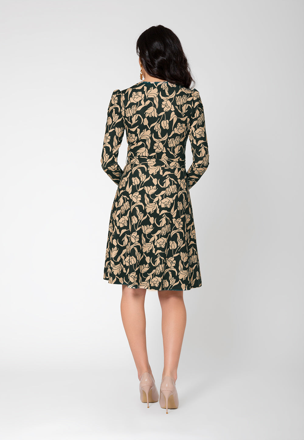 Leota Women's Long Puff Sleeve Rosalia Wrap Dress Black