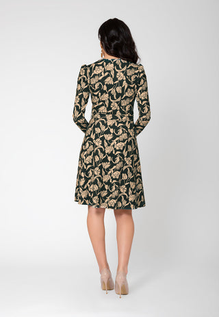 Leota Women's Long Puff Sleeve Rosalia Wrap Dress Black