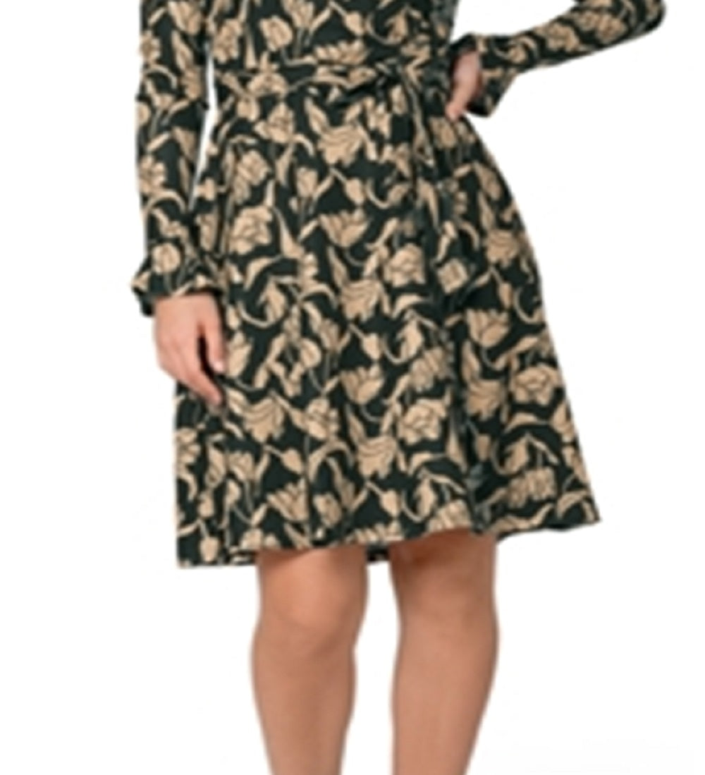 Leota Women's Rosalia Faux Wrap Dress Black Size X-Large