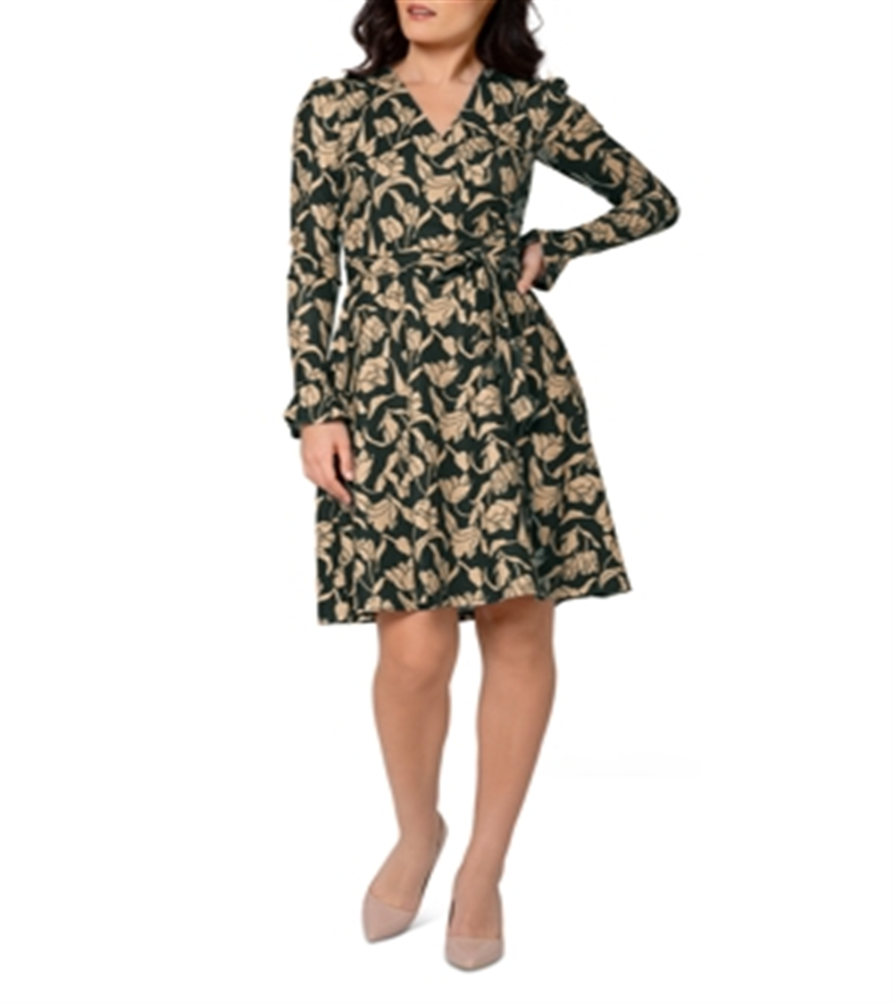 Leota Women's Rosalia Faux Wrap Dress Green Size XXL