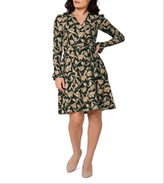 Leota Women's Rosalia Faux Wrap Dress Green Size XXL