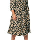 Leota Women's Iman Floral Balloon Sleeve Midi Dress Brown