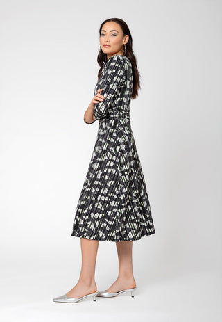 Leota Women's 3/4 Sleeve Amiya Midi Wrap Dress Gray