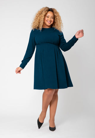 Leota Women's Long Sleeve Lara Fit and Flare Dress (Curve) Blue