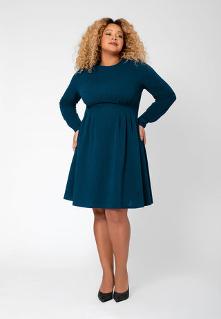 Leota Women's Long Sleeve Lara Fit and Flare Dress (Curve) Blue