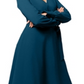 Leota Women's Blouson Sleeve Faux Wrap Dress Blue Size Small