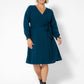 Leota Women's Long Sleeve Blouson Perfect Wrap Dress (Curve) Blue