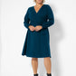 Leota Women's Long Sleeve Blouson Perfect Wrap Dress (Curve) Blue