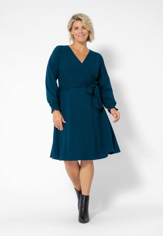 Leota Women's Long Sleeve Blouson Perfect Wrap Dress (Curve) Blue