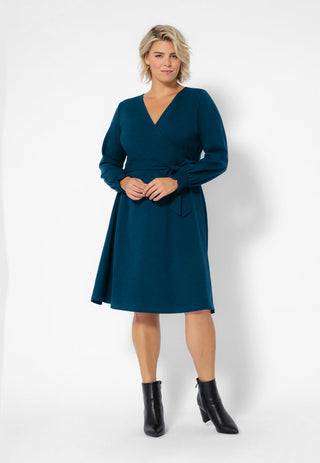 Leota Women's Long Sleeve Blouson Perfect Wrap Dress (Curve) Blue