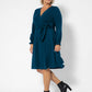 Leota Women's Long Sleeve Blouson Perfect Wrap Dress (Curve) Blue