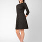 Leota Women's 3/4 Sleeve Katherine Fit and Flare Dress Black