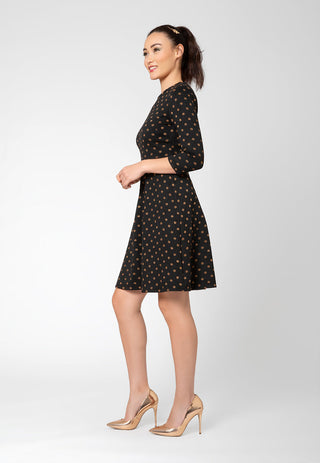 Leota Women's 3/4 Sleeve Katherine Fit and Flare Dress Black