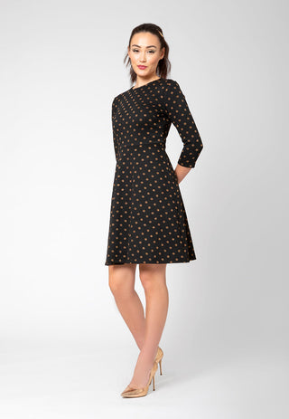 Leota Women's 3/4 Sleeve Katherine Fit and Flare Dress Black
