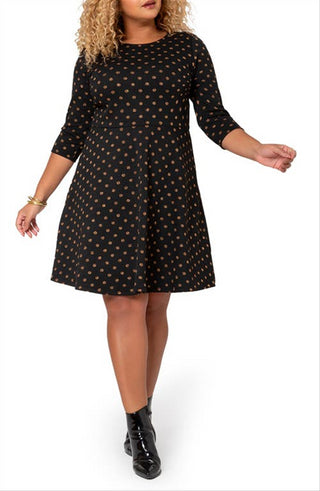 Leota Women's Katherine Metallic Print Dress Black Size 1X