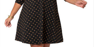 Leota Women's Katherine Metallic Print Dress Black Size 1X