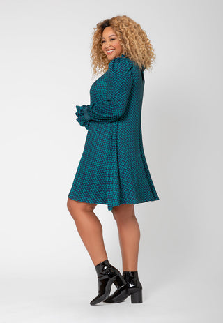 Leota Women's Long Puff Sleeve Bianca Flowy Dress (Curve) Green