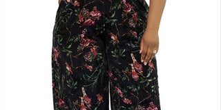 Leota Women's Ruby Floral Stretch Velvet Jumpsuit Green Size 2X