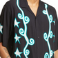 Pleasures Swirl Short Sleeve Button-Up Camp Shirt In Black Size Large