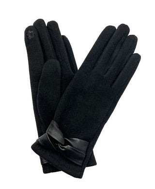 Marcus Adler Women's Bow Ultra Cozy Jersey Touchscreen Glove Black Size Regular