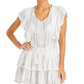 Surf Gypsy Women's Fringe Trim Ruffled Swim Cover Up Swimsuit White Size S