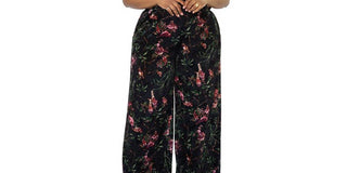 Leota Women's Ruby Floral Stretch Velvet Jumpsuit Black Size 3X