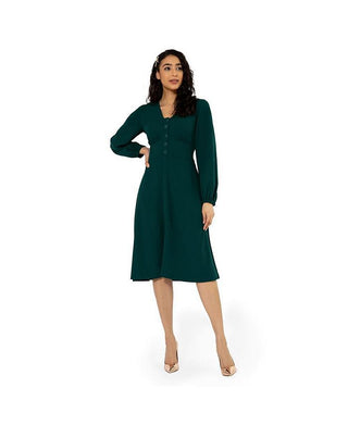 Leota Women's Marcy Fit and Flare Midi Dress Green Size Small