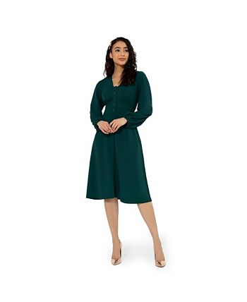 Leota Women's Marcy Fit and Flare Midi Dress Green Size Small