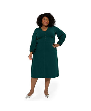Leota Women's Francesca Long Sleeve Midi Dress Green Size 1X
