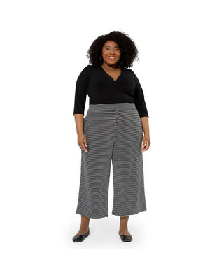 Leota Women's Judy Check Culottes Black Size 3X