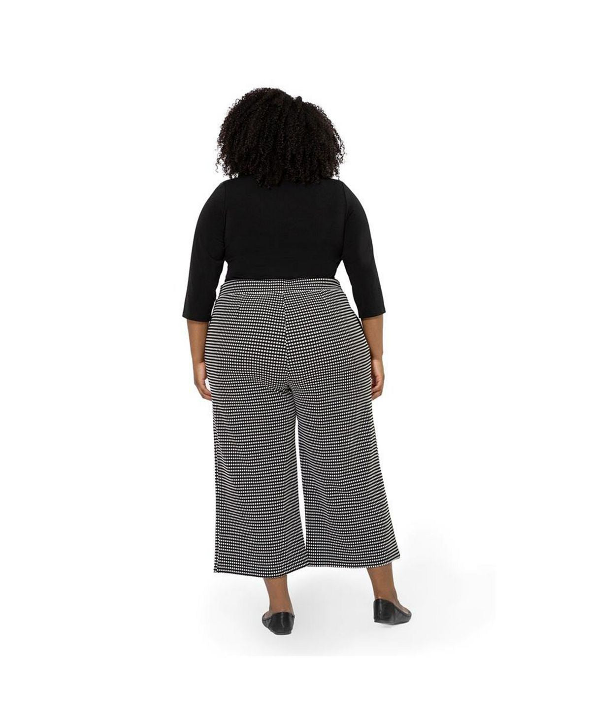Leota Women's Judy Check Culottes Black Size 3X