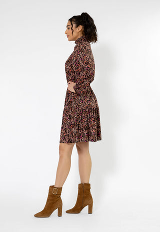 Leota Women's Long Sleeve Olive Boho Jersey Tiered Dress Red